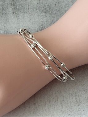Mia Fiore 925 Sterling Silver 5 Row Beads Magnetic Bangle Bracelet Dyadema Italy